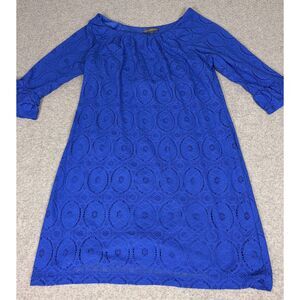 Chris McLaughlin Women's 14W Royal Blue Lace Lined 3/4 Sleeve Dress